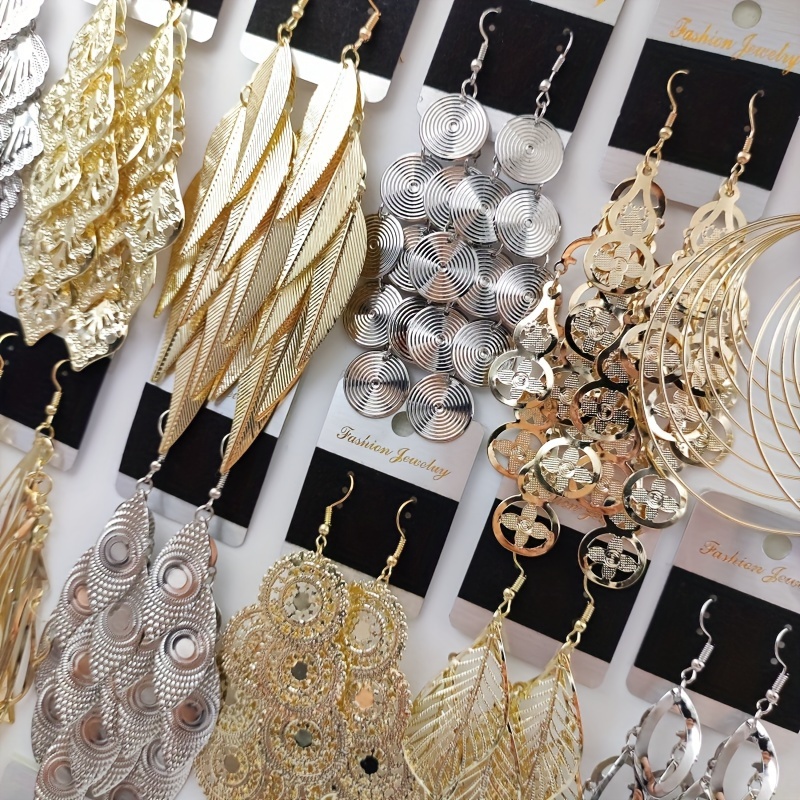 Assorted Earrings Set Leaf Butterfly Circular Spiral Pendants Dangle Drop S